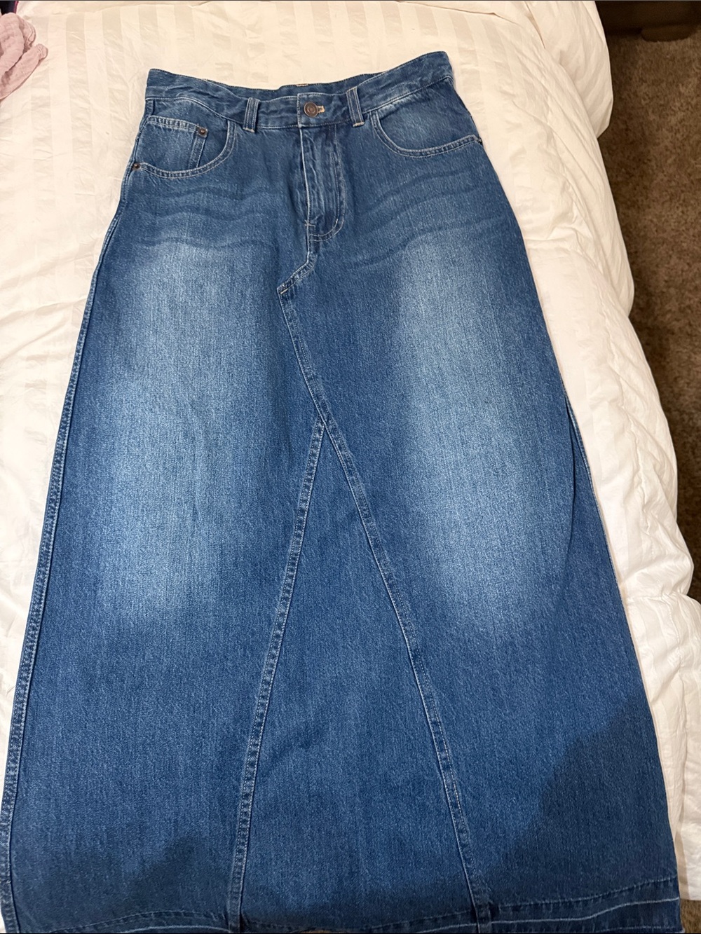Sundance Blue Denim Flared Maxi Skirt